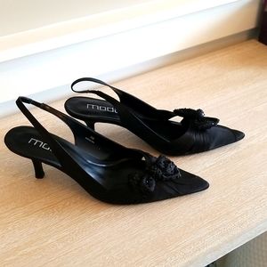 Moda Black Satin Slingbacks 8.5M